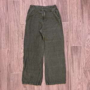 Young Fabulous & Broke Wide Leg Linen Pants Women’s Small Green Lightweight